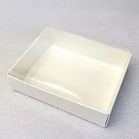Коробка для печенья с прозрачной крышкой, белая 16*13*4см