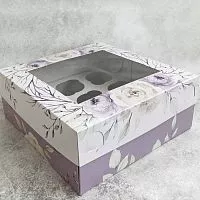 Коробка для 9 капкейков "Пионы" 25*25*10см