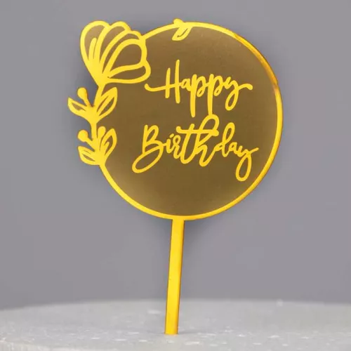 Топпер Круг "Happy Birthday" золото