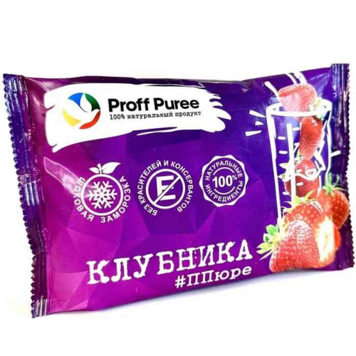Пюре замороженное Клубника Proff Puree, саше 250г