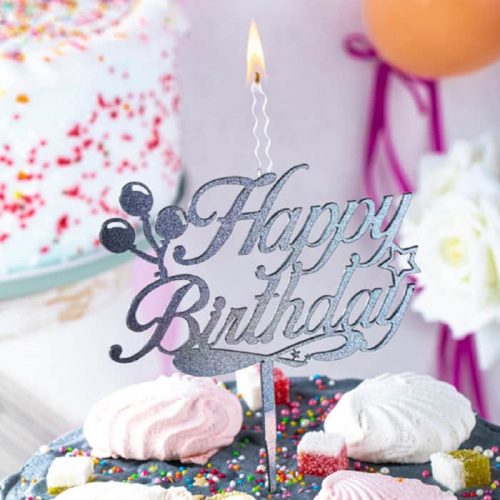 Топпер-свеча "Happy Birthday" хамелеон