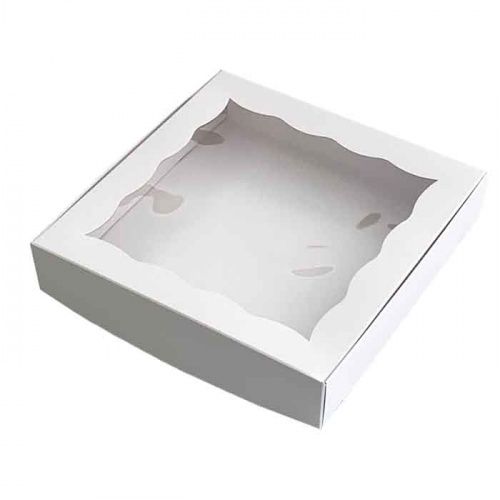Коробка для зефира с окошком 200*200*40 мм (белая)