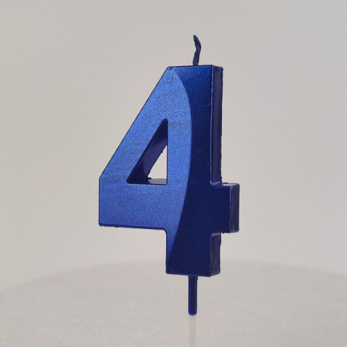 Свеча цифра "4", синяя Свеча цифра "4", синяя