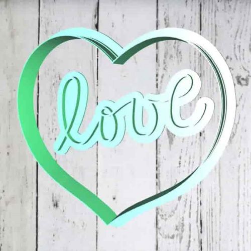 Штамп+резак «Сердце с надписью Love»