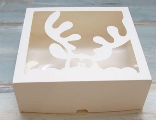 Коробка для зефира "Олень" белая, 20*20*7см