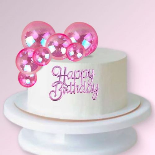 Набор топперов "Шары прозрачные", фуксия фото 2